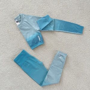 Gymshark Womens Adapt Ombre Seamless Long Sleeve Crop Top and Seamless Leggings